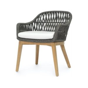 Black with Rope Weave and Grey Cushions