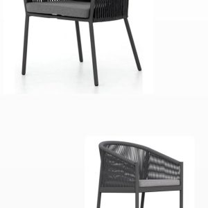 Wood with Beige Rope and Beige Cushions